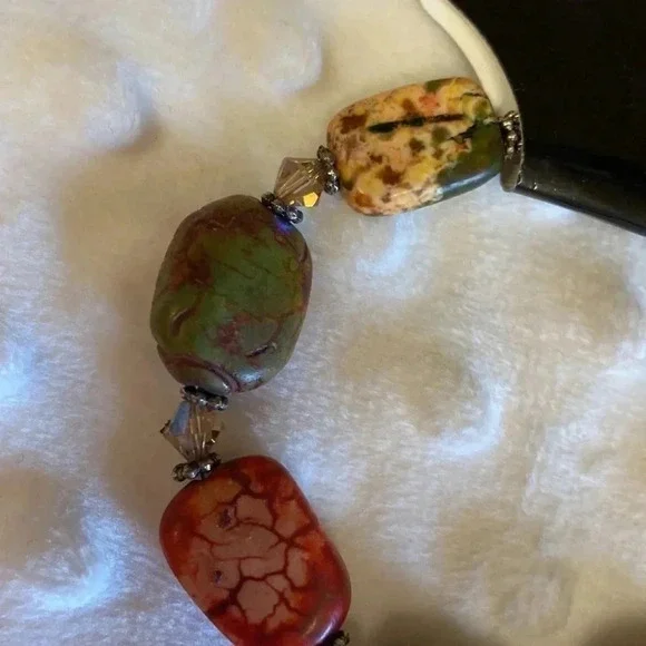 Multi Color Stone And Bead  Boho Bracelet with Clasp - Picture 4 of 7